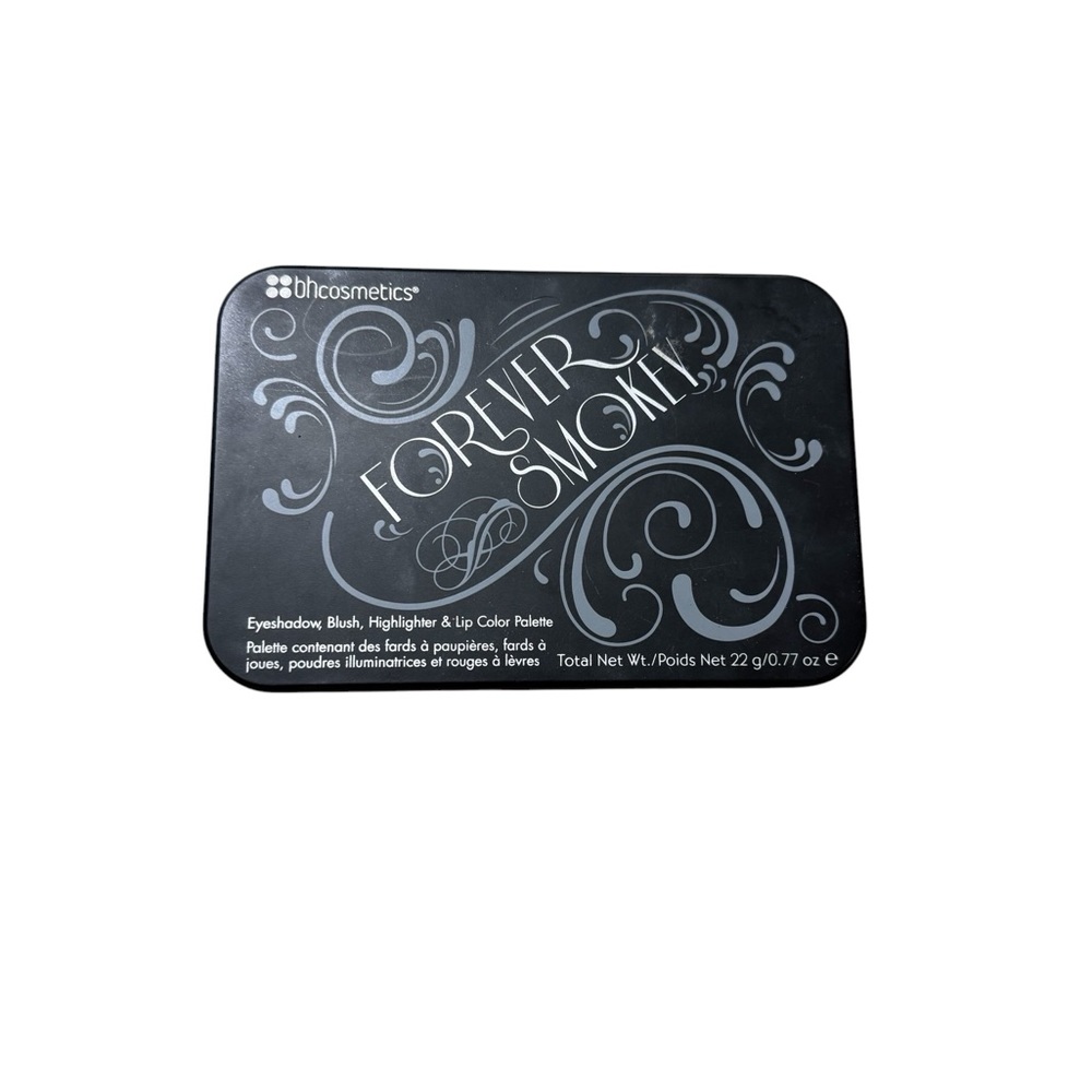BH Cosmetics Forever Smoke Black Makeup Palette Tin Eye Shadow Highlighter Blush